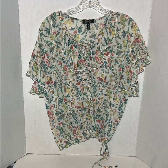 Jessica Simpson Cream Ruffled Bib Collar layer Blouse - Picture 2 of 6